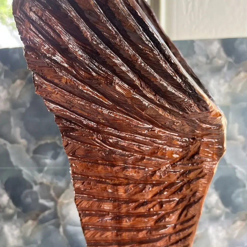 Rustic Chainsaw Carved Wooden Eagle Sculpture With Base Spread Wings 24